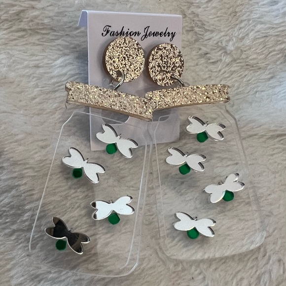 Fireflies in a mason jar earrings - Picture 2 of 3